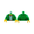LEGO® Torso Female Jacket Open over Red and White Shirt with Wrinkle, Silver Infinity Pendant Necklace, Yellow Neck Pattern / Green Arms / Yellow Hands 973pb1963c01 grün