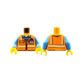 LEGO® Torso Safety Vest with Reflective Stripes over Medium Blue Shirt, ID Badge, Red Pen Around Neck Pattern / Medium Blue Arms / Yellow Hands 973pb2017c01 orange