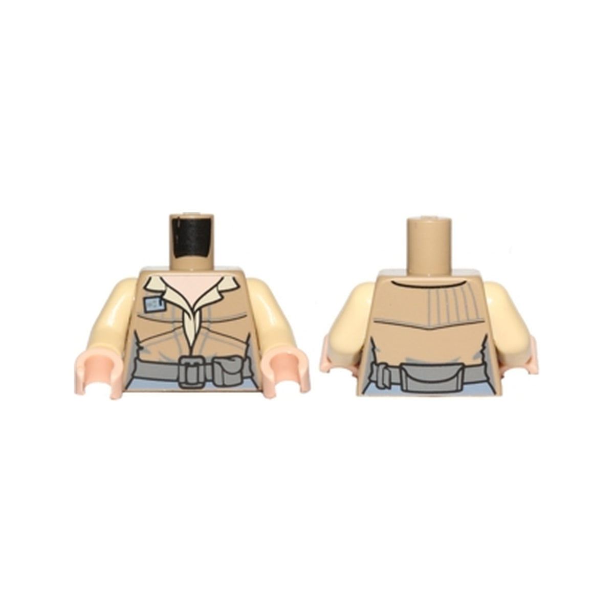 LEGO® Torso Female Shirt and Jacket with Dark Bluish Gray Belt Pattern (SW Leia Endor) / Tan Arms / Light Nougat Hands 973pb2028c01 dunkelbeige