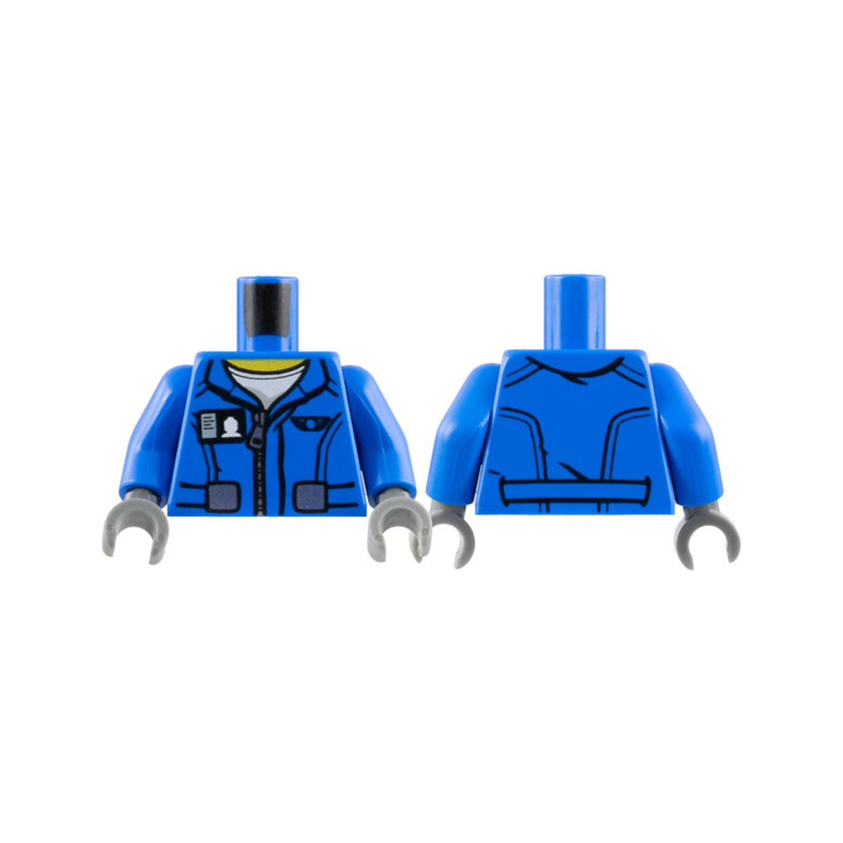 LEGO® Torso Flight Suit Jacket with Zipper and Minifigure ID Badge Pattern / Blue Arms / Dark Bluish Gray Hands 973pb2034c01 blau