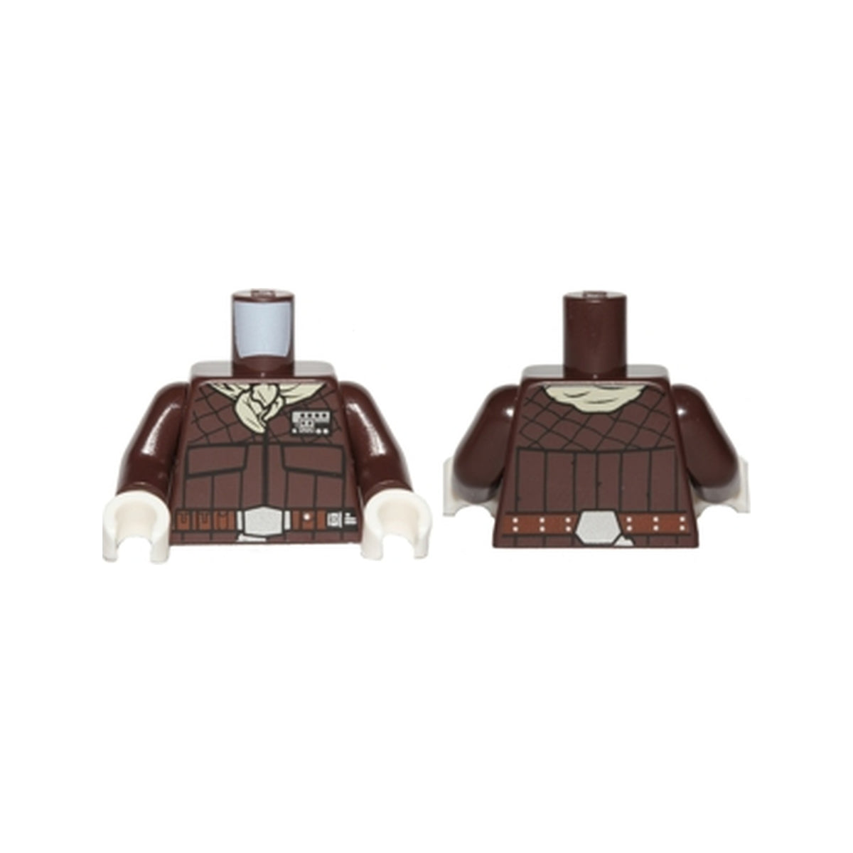 LEGO® Torso SW Quilted Coat, Tan Bandana, Reddish Brown Straight Belt Pattern / Dark Brown Arms / White Hands 973pb2188c01 dunkelbraun
