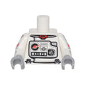 LEGO® Torso Astronaut Spacesuit with Classic Space Logo, Panels and Buttons, Red Collar Pattern / White Arms with Astronaut Spacesuit Panels, Gold Classic Space Logo, Red Stripe and 4 Light Bluish Gray Lines Pattern / Light Bluish Gray Hands 973pb2227c01 weiss