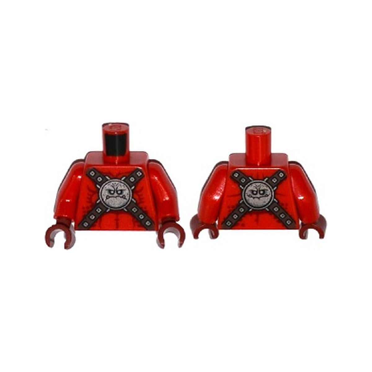LEGO® Torso Nexo Knights Bare Chest with Silver Circular Chest Armor with Straps Pattern / Red Arms / Dark Red Hands 973pb2241c01 rot
