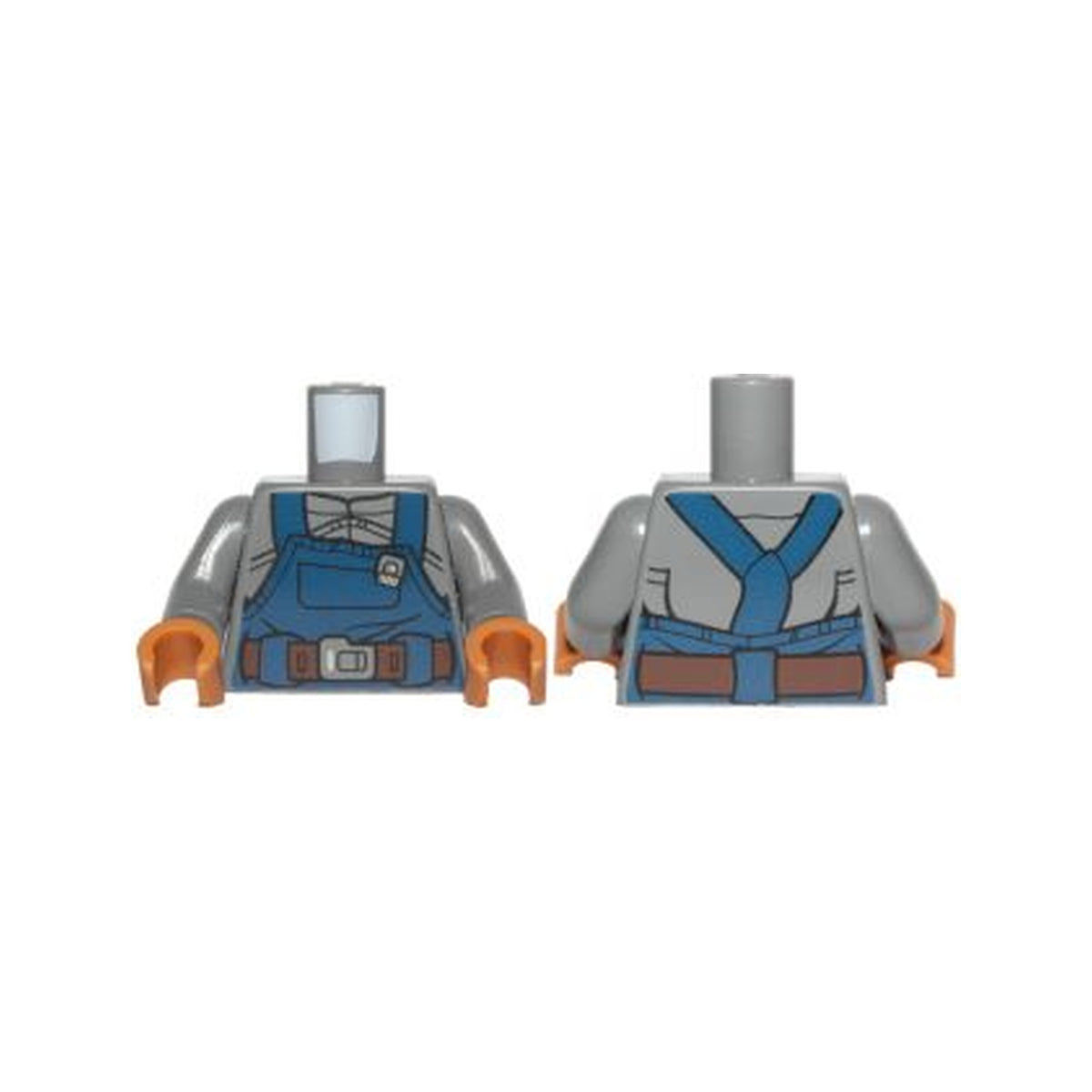 LEGO® Torso Overalls Dark Blue Rumpled with Reddish Brown Belt Pattern (SW Ugnaught) / Dark Bluish Gray Arms / Medium Nougat Hands 973pb2245c01 dunkelgrau