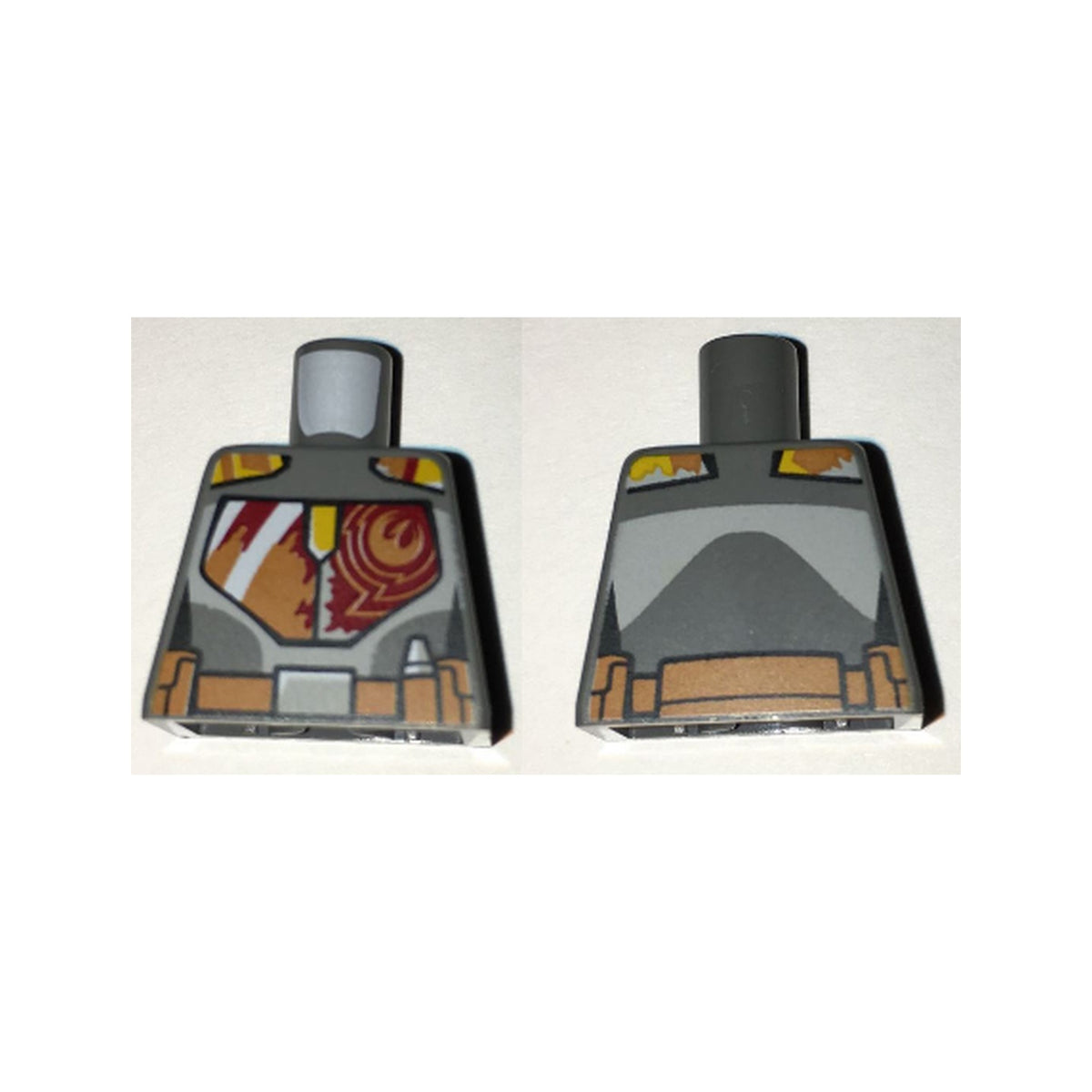 LEGO® Torso SW Mandalorian Armor Plates Female Dark Red, Dark Orange, and Yellow with Rebel Starbird and Utility Belt Pattern (Sabine Wren) 973pb2356 dunkelgrau