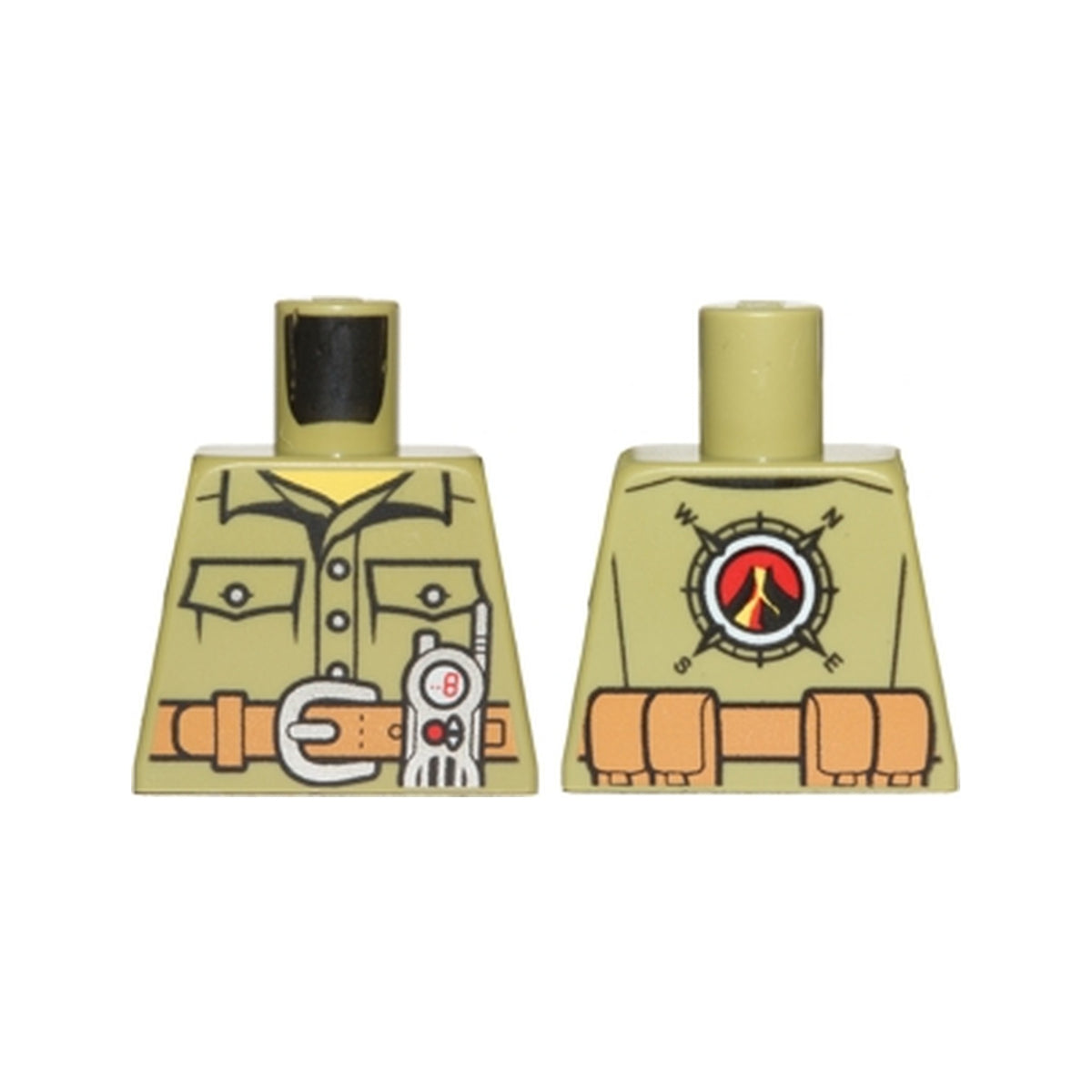 LEGO® Torso Volcano Explorer Shirt with Belt and Radio Front, Volcano Logo Back Pattern 973pb2454 olivgrün