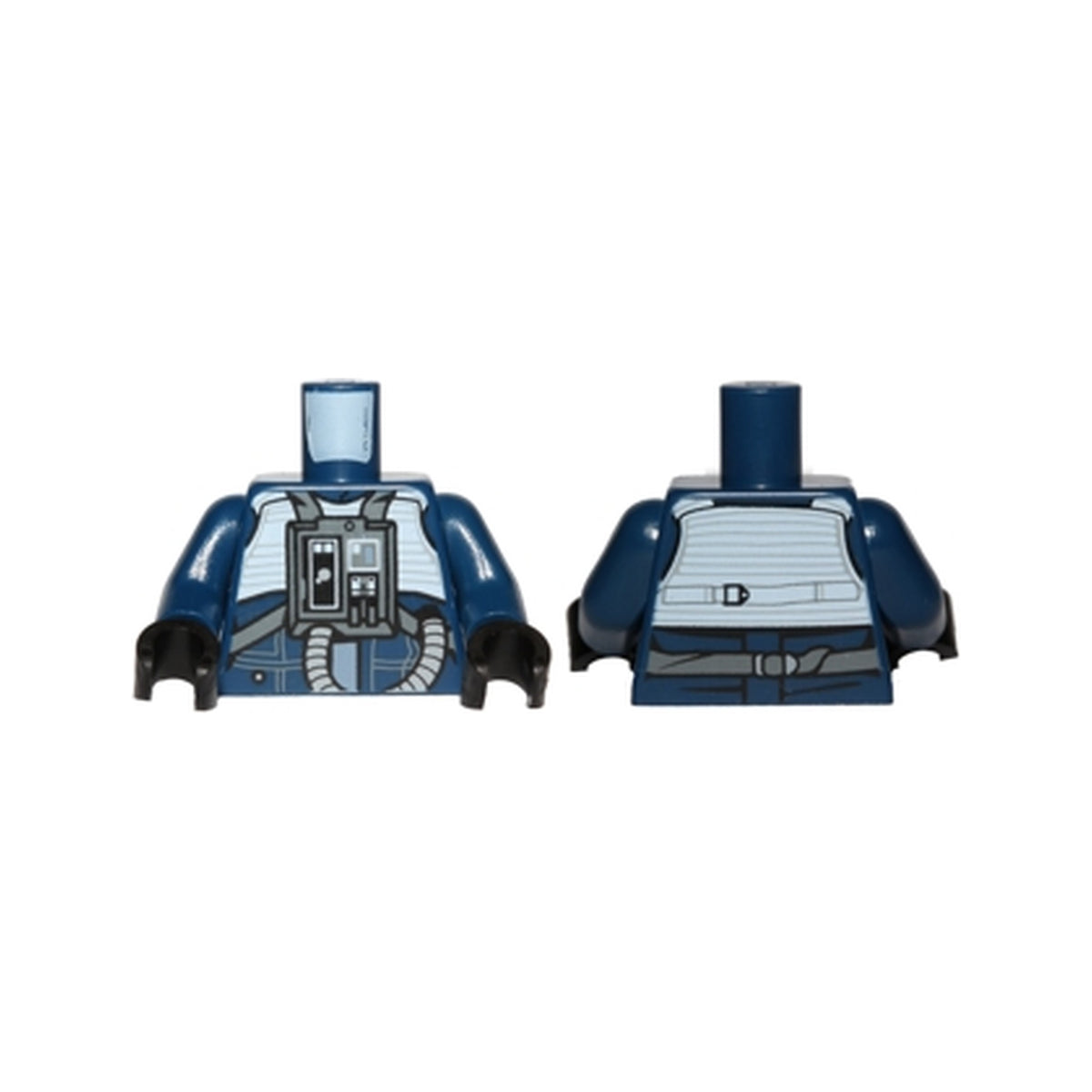 LEGO® Torso SW Rebel U-wing / Y-wing Pilot with Sand Blue Vest and Dark Bluish Gray Front Panel with Hose Pattern / Dark Blue Arms / Black Hands 973pb2497c02 dunkelblau