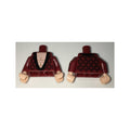 LEGO® Torso Dressing Gown Robe Brocade with Black Collar over Light Nougat Bare Chest Pattern / Dark Red Arms with Black Brocade Pattern / Light Nougat Hands 973pb2559c01 dunkelrot