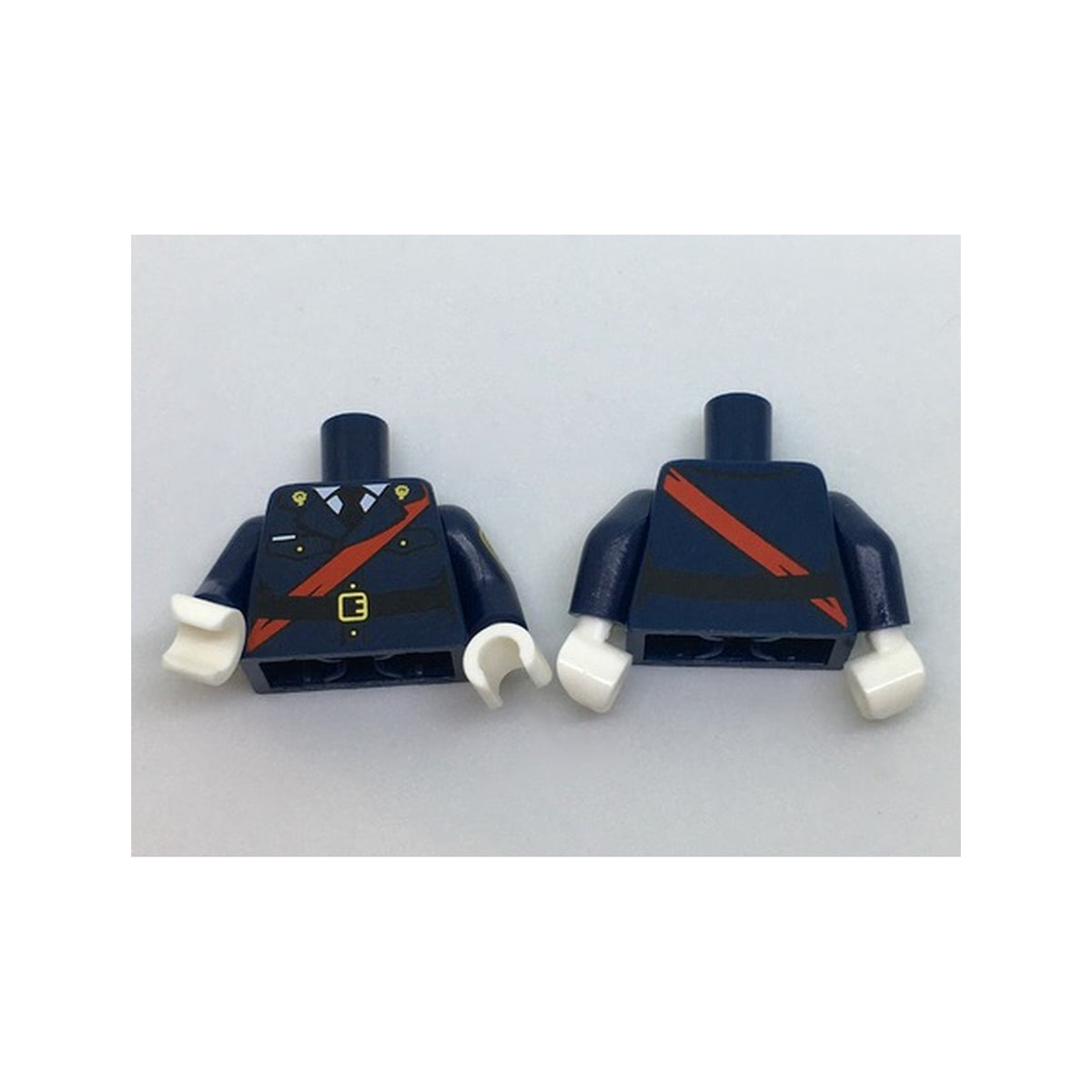 LEGO® Torso Police Jacket Dress with Black Tie, Red Sash, Black Belt with Gold Buckle Pattern / Dark Blue Arms with Police Badge Pattern / White Hands 973pb2567c01 dunkelblau