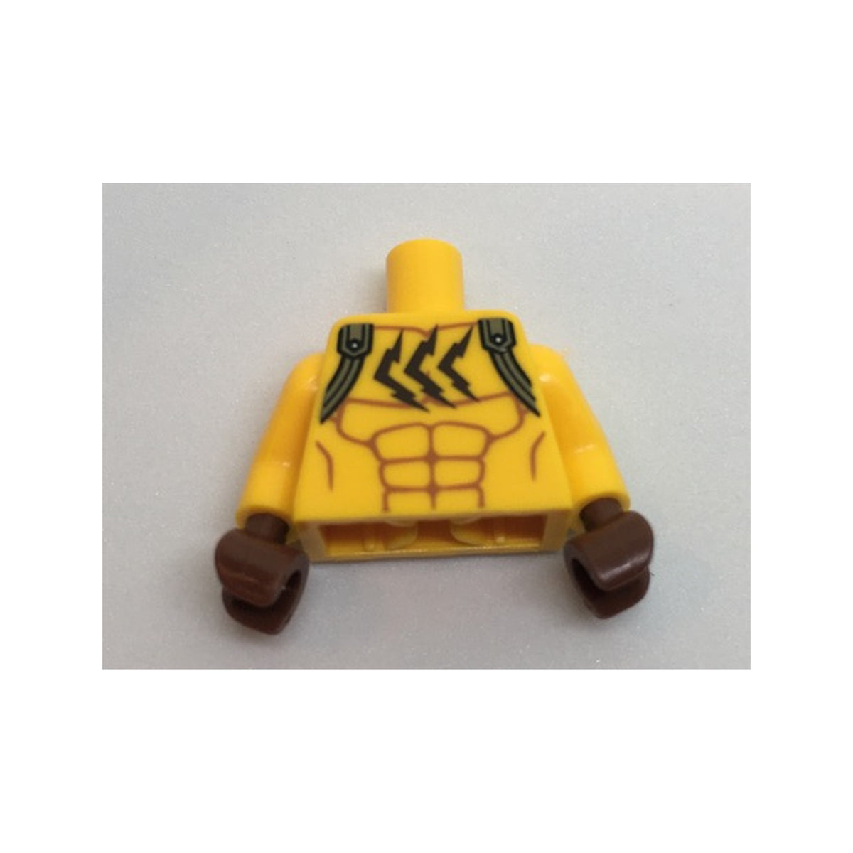 LEGO® Torso Batman Muscles Outline with Flat Silver Shoulder Straps and 3 Jagged Cat Scratch Marks Pattern / Bright Light Orange Arms / Reddish Brown Hands 973pb2576c01 hellorange