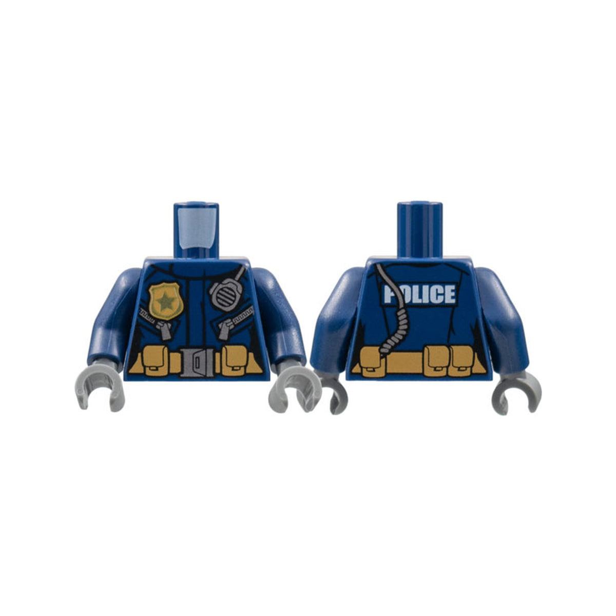 LEGO® Torso Police Female Jacket with Zippers, Gold Badge, Radio and 'POLICE' Pattern on Reverse / Dark Blue Arms / Dark Bluish Gray Hands 973pb2606c01 dunkelblau