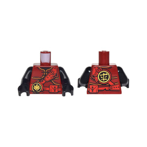LEGO® Torso Ninjago Armor with Red Straps and Utility Belt with Fire Power Emblem Pattern / Black Arms / Black Hands 973pb2608c01