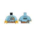LEGO® Torso Police Female Shirt with Gold Badge, Dark Tan Belt with Pocket and 'POLICE' and Radio on Back Pattern / Bright Light Blue Arms / Yellow Hands 973pb2663c01 leuchtend hellblau