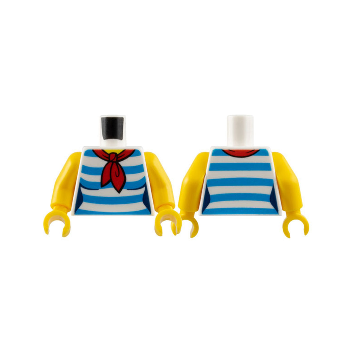 LEGO® Torso Female Shirt with Dark Azure Horizontal Stripes, Red Scarf, Yellow Neck Pattern / Yellow Arms / Yellow Hands 973pb2734c01 weiss
