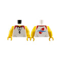 LEGO® Torso Polo Shirt with Red Collar and Shoulders, Silver Whistle, Yellow Neck, Lifeguard Float on Back Pattern / Yellow Arms / Yellow Hands 973pb2737c01 weiss