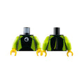 LEGO® Torso Wetsuit with Dark Green Collar, Lime Panels, Wave Logo on White Circle, Silver Zipper with Pull Cord on Back Pattern / Lime Arms / Yellow Hands 973pb2739c01 schwarz