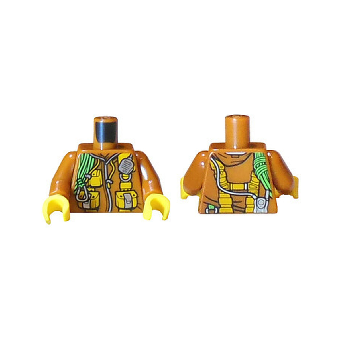 LEGO® Torso Jacket with Bright Light Orange Pouches, Silver Radio and Bright Green Rope Pattern / Dark Orange Arms / Yellow Hands 973pb2756c01 dunkelorange