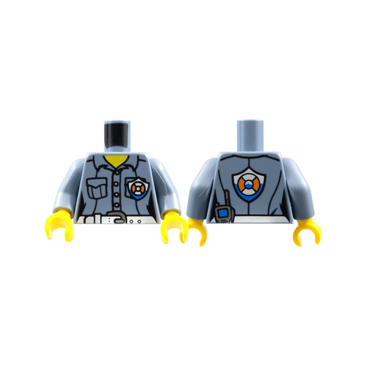 LEGO® Torso Coast Guard Female Shirt with Buttons, Pockets, White Belt and Badge Pattern / Sand Blue Arms / Yellow Hands 973pb2775c01 sandblau