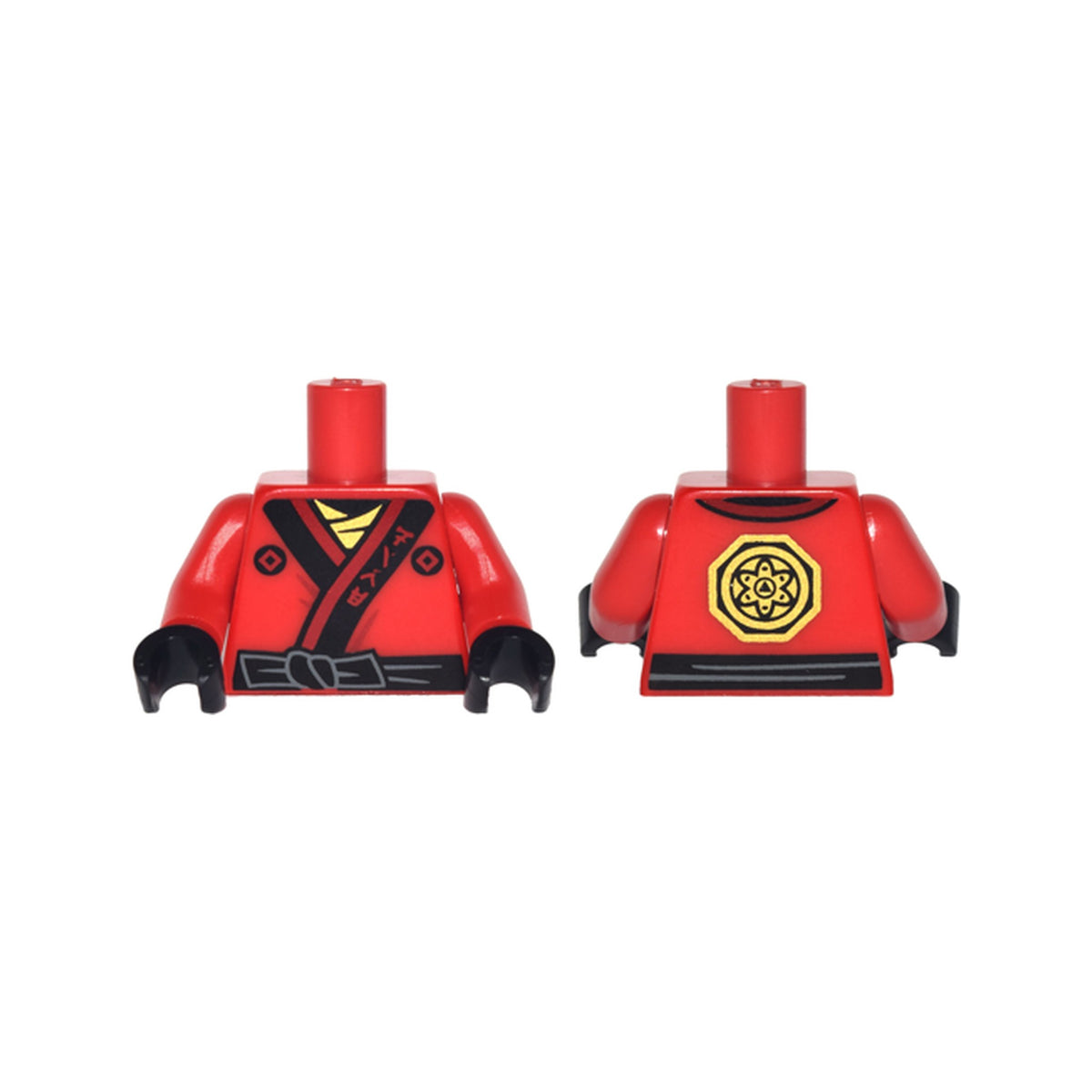 LEGO® Torso Ninjago Robe with Ninjago Logogram 'FIRE', Black Sash and Gold Emblem Pattern / Red Arms / Black Hands 973pb2783c01 rot