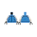 LEGO® Torso Jacket with Pockets, White Shoulders, and Waistband and Collar with Blue Stripes Pattern / White Arms / Dark Bluish Gray Hands 973pb2913c01 mittelblau