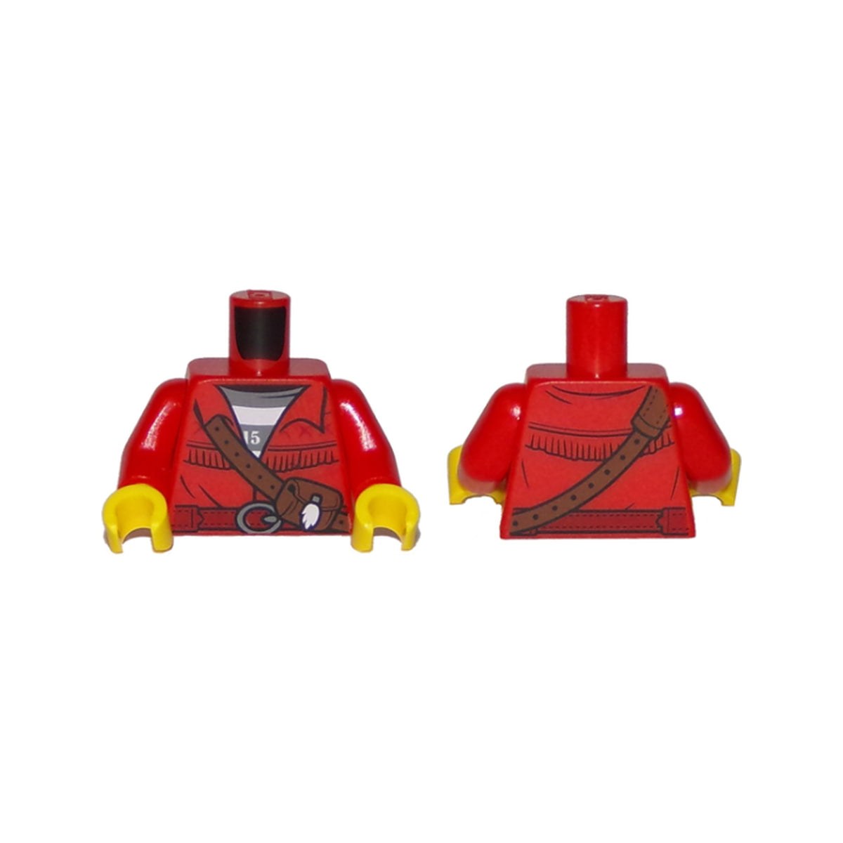 LEGO® Torso Town Prisoner Shirt Under Fringed Jacket with Leather Pouch Pattern / Red Arms / Yellow Hands 973pb2916c01 rot