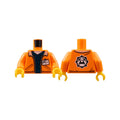LEGO® Torso Town Jacket with Pockets over Dark Blue Shirt with Name Tag and Miners Logo on Back Pattern / Orange Arms / Yellow Hands 973pb2920c01 orange