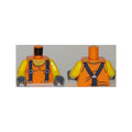 LEGO® Torso Town Miners with Sleeveless T-Shirt over Muscles with Dark Blue Suspender Straps Pattern / Yellow Arms / Dark Bluish Gray Hands 973pb2922c01 orange