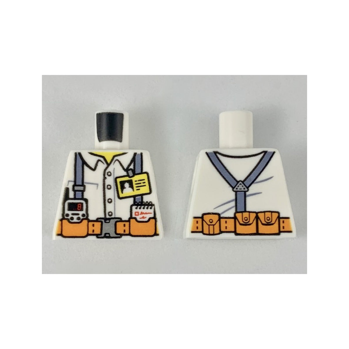 LEGO® Torso Town Miners White Shirt with Dark Gray Suspender Straps Pattern with Radio, Notebook and ID Badge 973pb2990 weiss