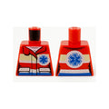 LEGO® Torso Female Jacket over White Shirt, Tan and Silver Safety Stripes, Small Blue EMT Star and EMT Star of Life on Back Pattern 973pb2992 rot