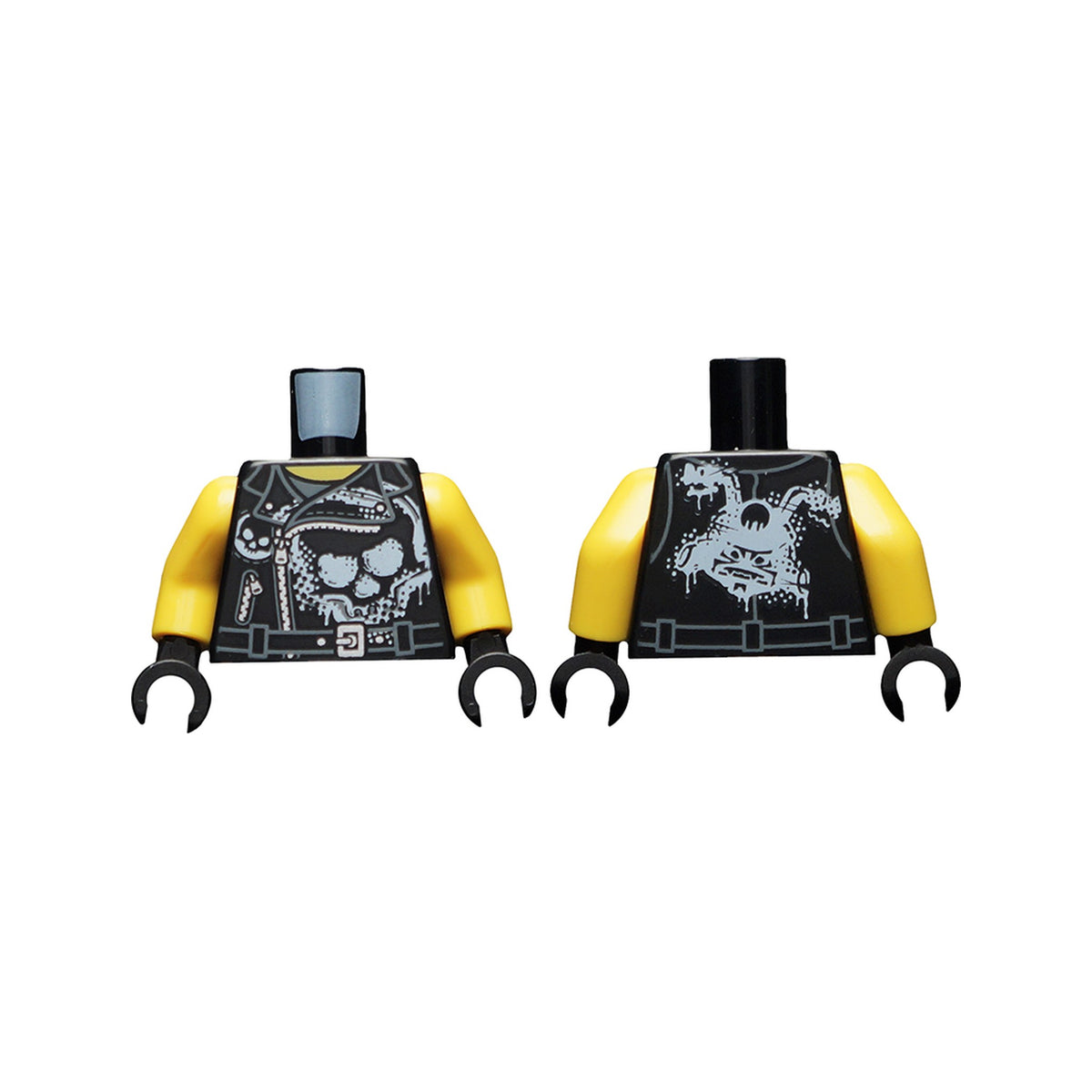 LEGO® Torso Biker Vest with Skull Graffiti on Front, Sons of Garmadon Logo Graffiti on Back Pattern / Yellow Arms / Black Hands 973pb2998c01 schwarz