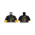 LEGO® Torso Ninjago Robe with Gold Frog Clasps, Gold Sensei Wu Emblem Front and Gold Dragon Back Pattern / Black Arms / Yellow Hands 973pb3033c01 schwarz