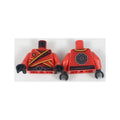 LEGO® Torso Tunic with Bright Light Orange Trim, Diamonds and Ninjago Logogram 'FIRE' over Dark Red Shirt, Black Waist Sash with Knot, Dark Bluish Gray Octagon Logo on Back Pattern / Red Arms / Black Hands 973pb3048c01 rot