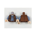 LEGO® Torso Vest with Pockets and Gold Clasps and Zippers over Sand Blue Shirt Pattern / Sand Blue Arms / Light Nougat Hands 973pb3118c01 braun