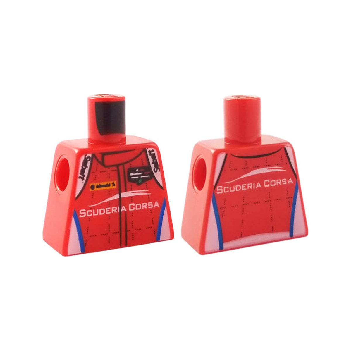 LEGO® Torso Speed Champions with 'Sabelt' Logo on Shoulders and 'SCUDERIA CORSA' Logo on Front and Back Pattern 973pb3120 rot