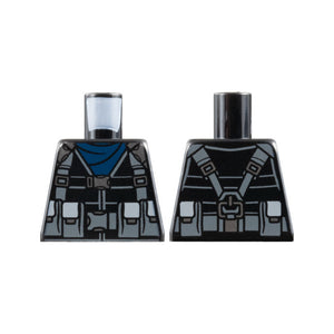 LEGO® Torso Tactical Jacket, Dark Blue Scarf, Dark Bluish Gray Straps and Utility Pouches Pattern 973pb3148