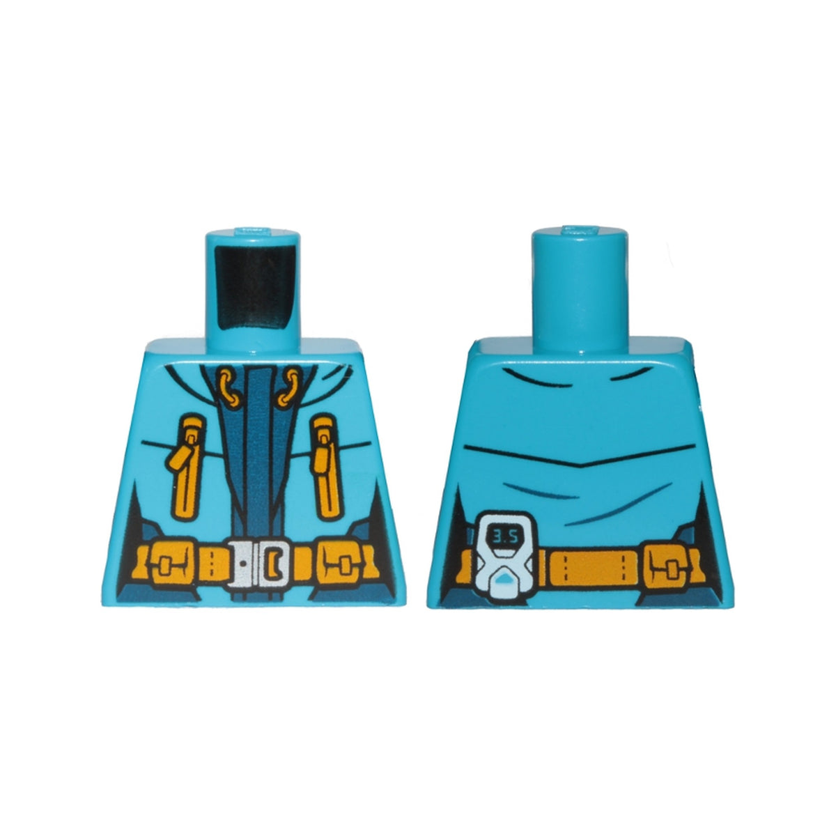 LEGO® Torso Female Jacket with Bright Light Orange Belt and Zipper Pockets Pattern 973pb3153 dunkelazur