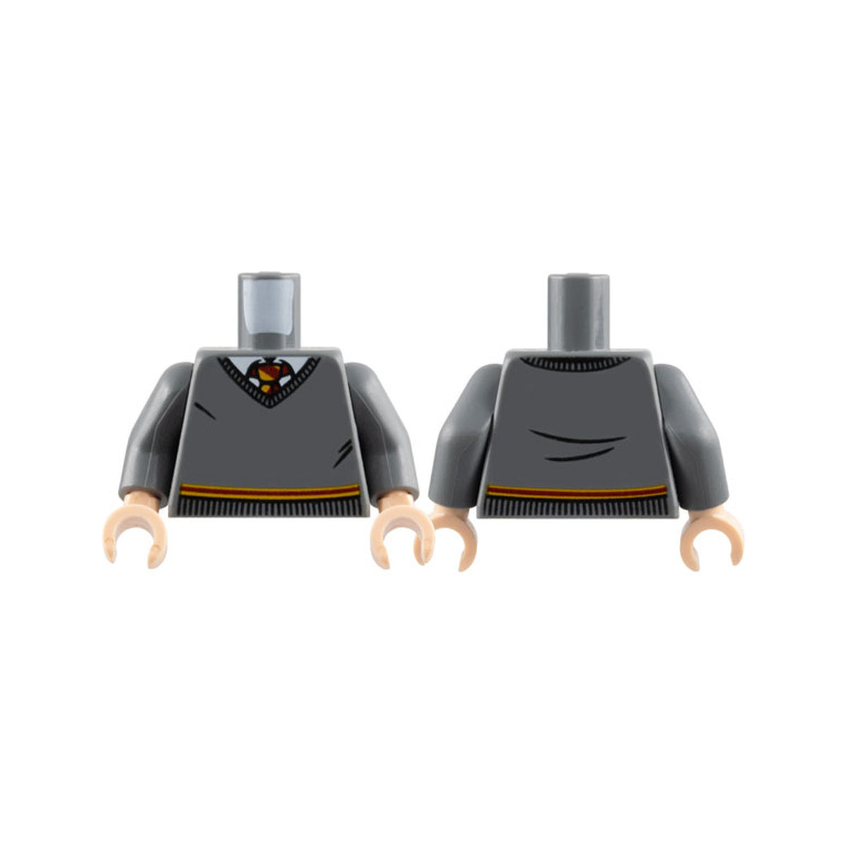 LEGO® Torso V-Neck Sweater, White Collar, Red and Yellow Tie and Waist Trim (Gryffindor) Pattern / Dark Bluish Gray Arms / Light Nougat Hands 973pb3192c01 dunkelgrau