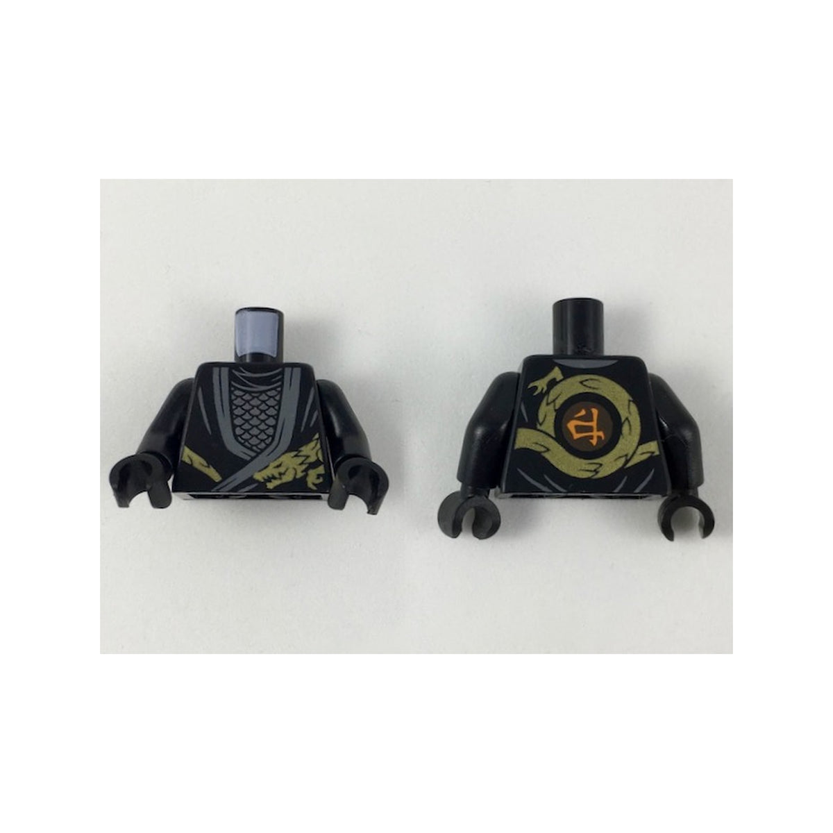 LEGO® Torso Ninjago Robe with Dark Bluish Gray Hems, Gold Dragon Head and Tail, Silver Scale Armor Pattern / Black Arms / Black Hands 973pb3401c01 schwarz