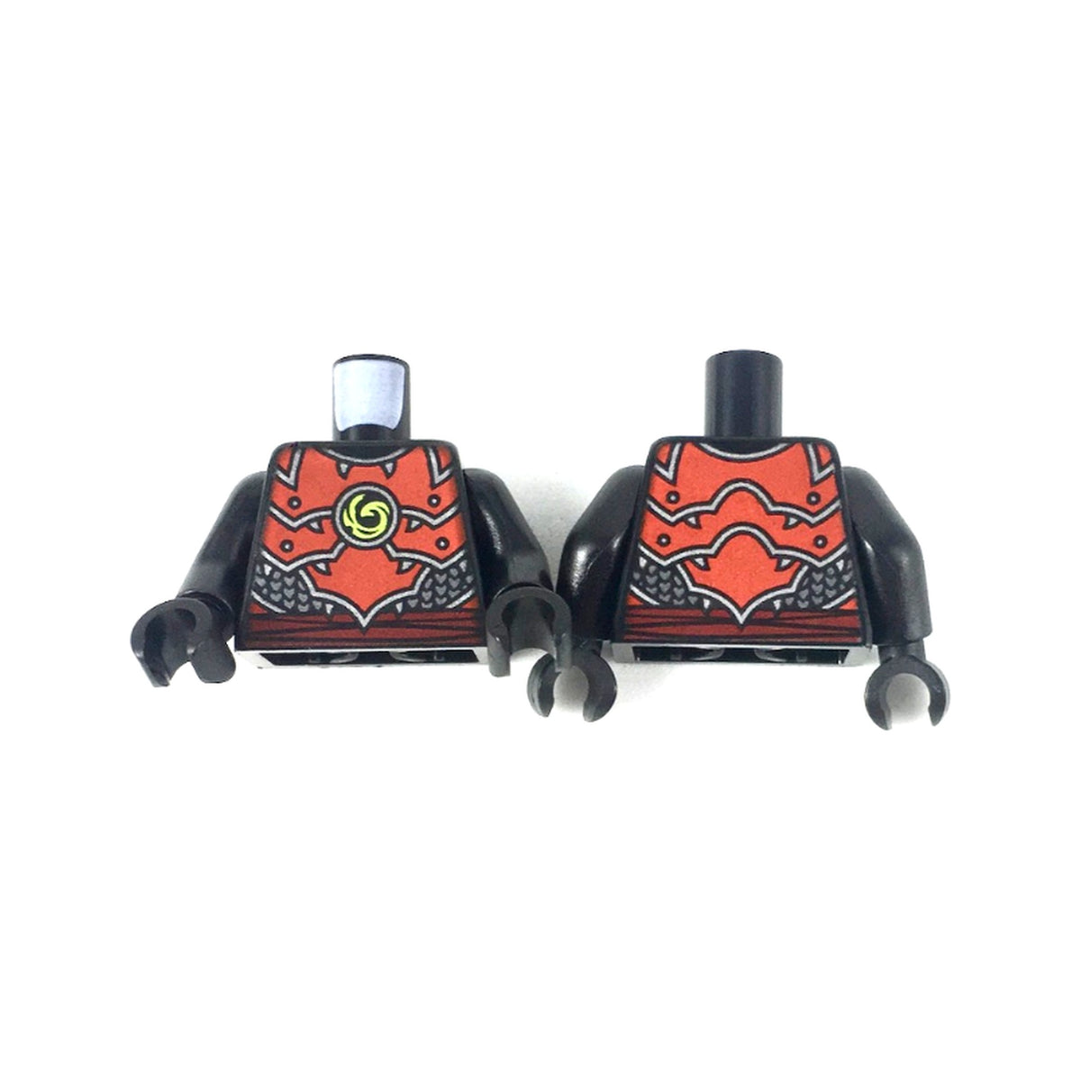 LEGO® Torso Ninjago Red Plate Armor and Belt, Silver Scale Armor, Lime Swirl Medallion Pattern / Black Arms / Black Hands 973pb3409c01 schwarz