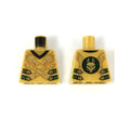 LEGO® Torso Robe with 2 Gold Dragon Heads and Tails, Dark Green Straps with Gold Clasps Pattern 973pb3410 perlgold
