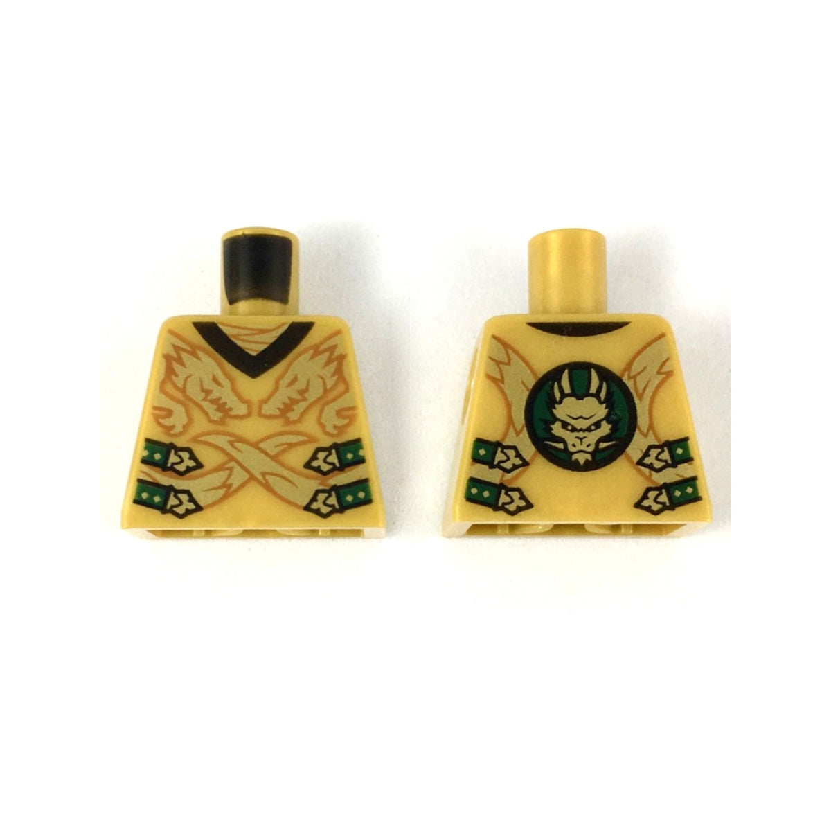 LEGO® Torso Robe with 2 Gold Dragon Heads and Tails, Dark Green Straps with Gold Clasps Pattern 973pb3410 perlgold