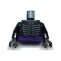 LEGO® Torso Ninjago Skeleton Ribs Gray and Dark Purple Waist Sash Pattern and Gray Muscles Outline on Back / Black Arms / Black Hands 973pb3415c01 schwarz