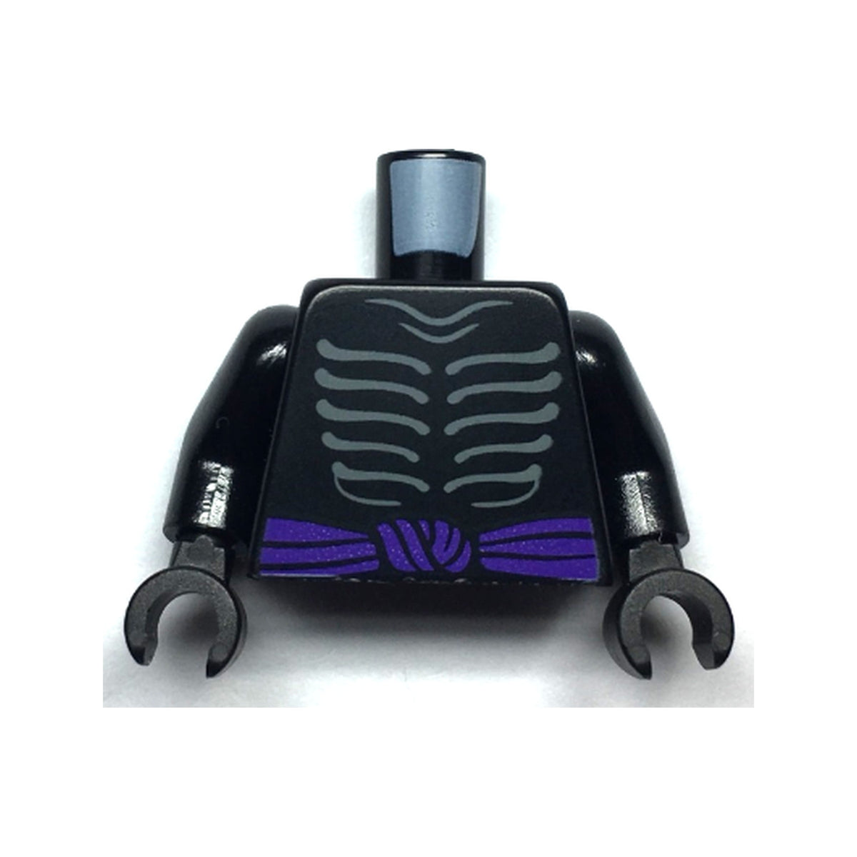 LEGO® Torso Ninjago Skeleton Ribs Gray and Dark Purple Waist Sash Pattern and Gray Muscles Outline on Back / Black Arms / Black Hands 973pb3415c01 schwarz