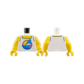 LEGO® Torso Tank Top with Dark Azure Sailboat with Bright Pink and White Stripes in Circle, Yellow Neck Pattern / Yellow Arms / Yellow Hands 973pb3572c01 weiss