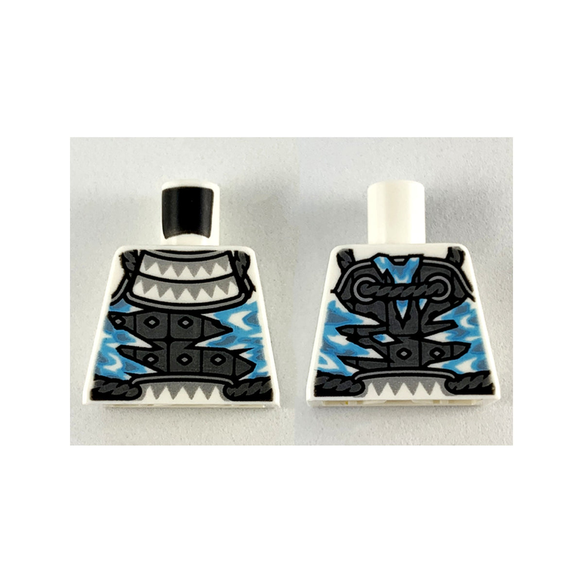 LEGO® Torso Armor with Silver Triangles, Pearl Dark Gray Plates and Medium Azure Icicles Pattern 973pb3613 weiss