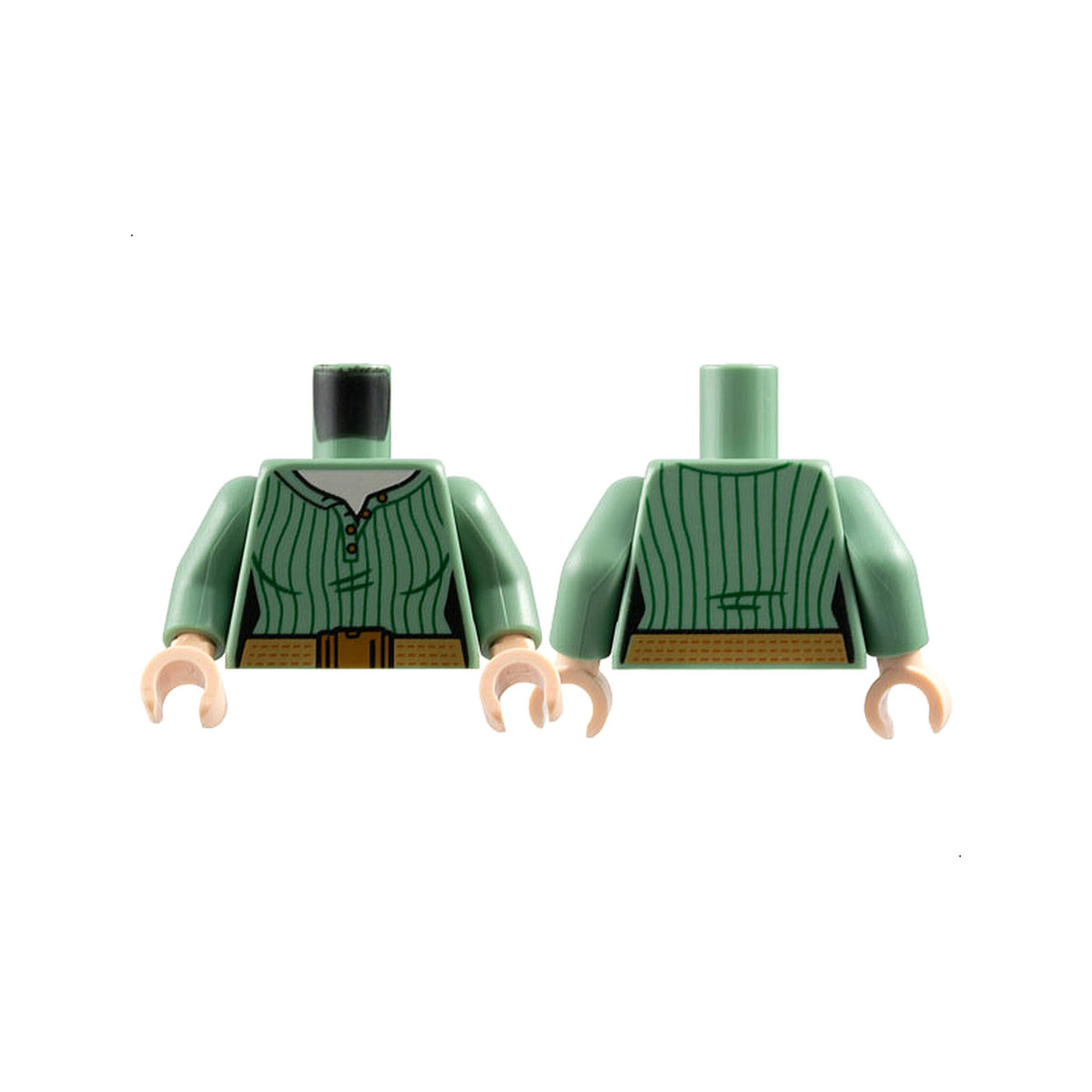 LEGO® Torso Female Shirt with Buttons and Dark Green Pinstripes, Dark Tan Belt with Medium Nougat Buckle and Stitching, Light Nougat Neck Pattern / Sand Green Arms / Light Nougat Hands 973pb3629c01 sandgrün