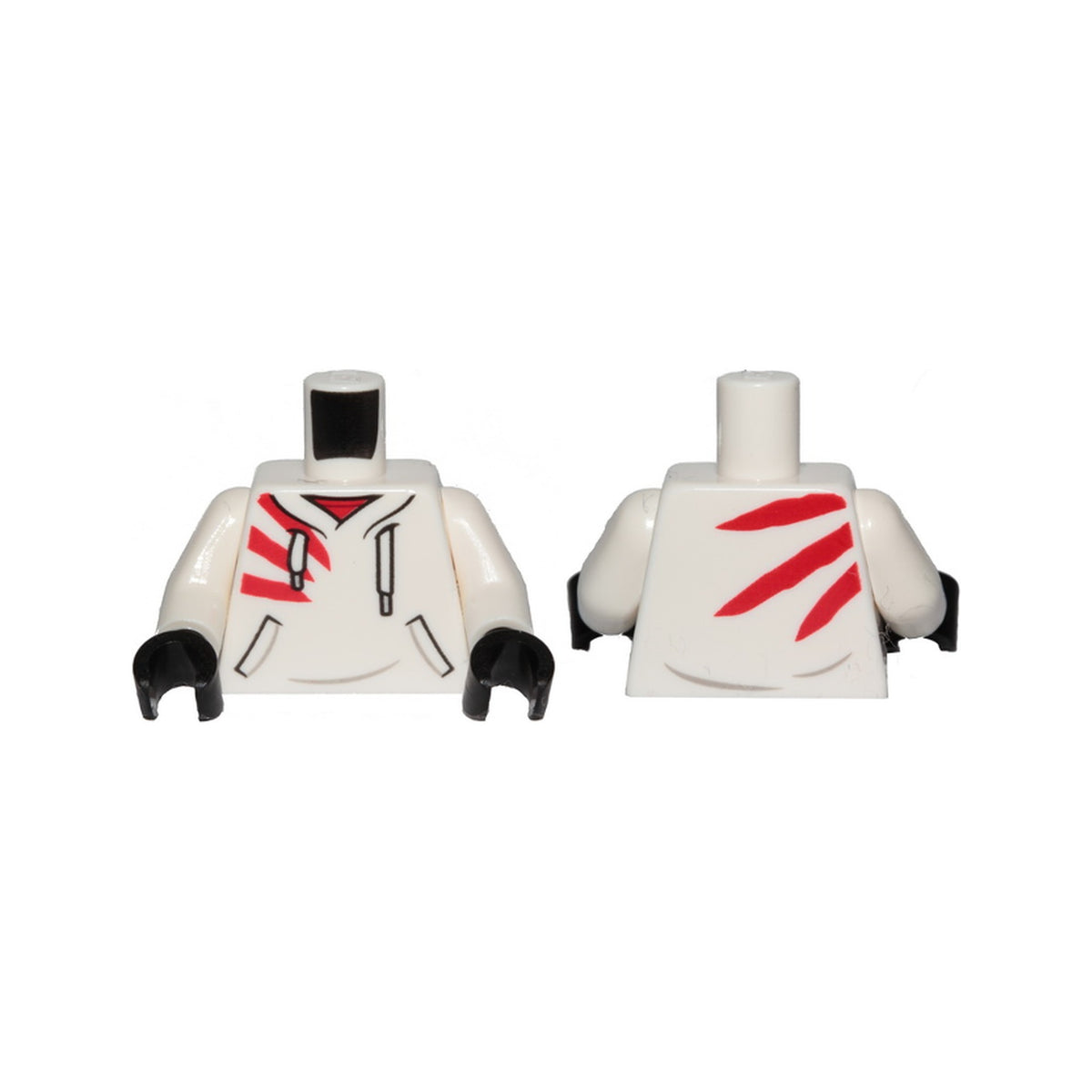 LEGO® Torso Hoodie with White Laces, Red Stripes and Pockets Pattern / White Arms / Black Hands 973pb3635c01 weiss