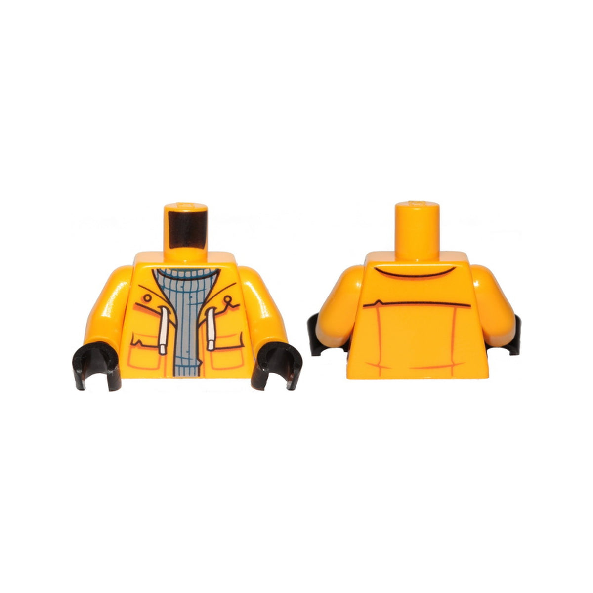 LEGO® Torso Sand Blue Turtleneck Sweater and Raincoat with White Laces Pattern / Bright Light Orange Arms / Black Hands 973pb3640c01 hellorange