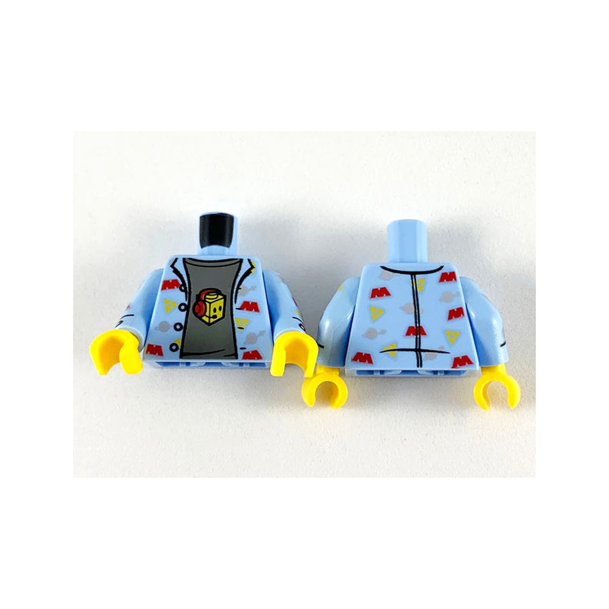 LEGO® Torso Shirt with Space Theme Logos and Dark Bluish Gray T-Shirt Pattern / Bright Light Blue Arms with Space Themes Logos Pattern / Yellow Hands 973pb3648c01 leuchtend hellblau