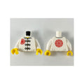 LEGO® Torso Gi with 3 Gold Frog Clasps, Red Flower Symbol on Lapel and Back Pattern / White Arms / Yellow Hands 973pb3669c01 weiss